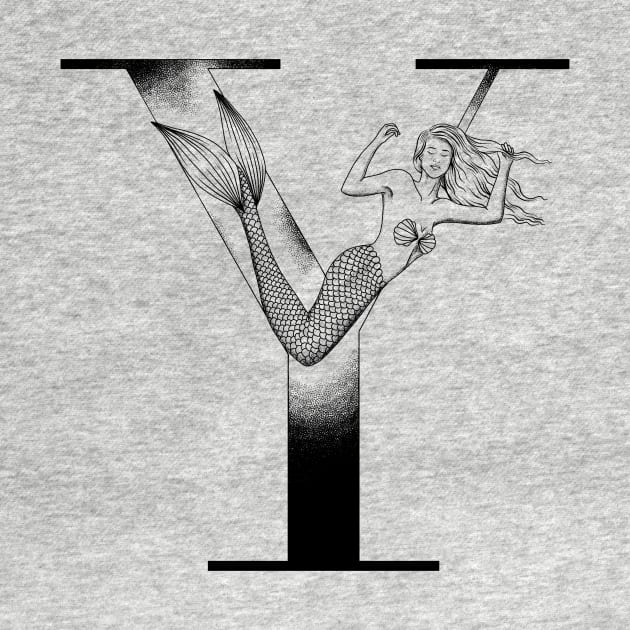 Mermaid Monogram Y by Elizabeth Weglein Art